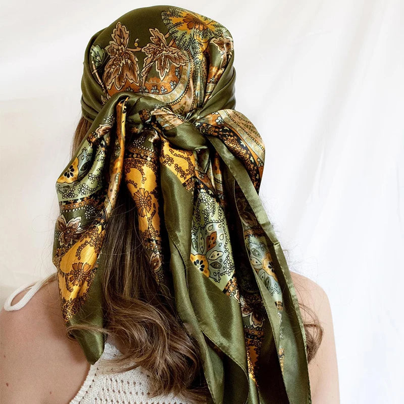 Elegant Satin Square Scarf
