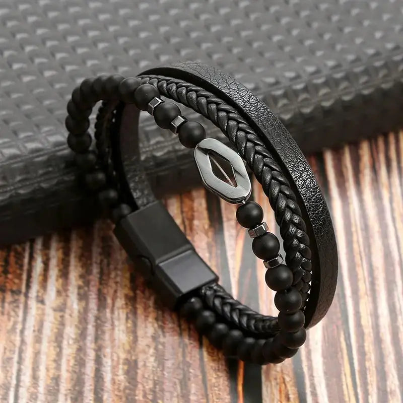 Men’s Multi-Layer Leather Bracelet