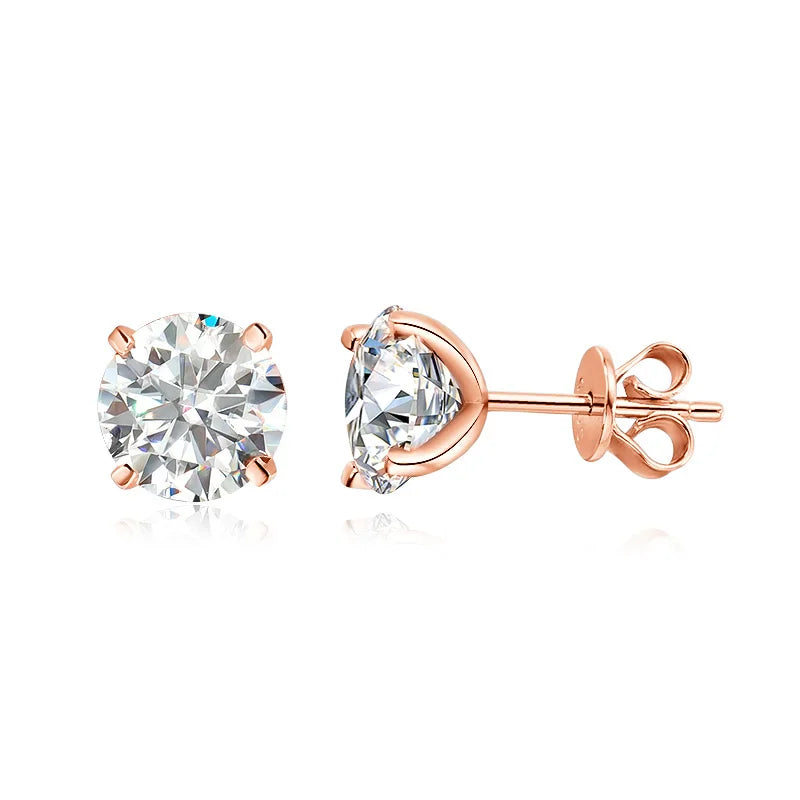 Moissanite Stud Earrings – Rose Gold 925 Silver