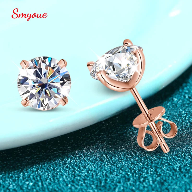 Moissanite Stud Earrings – Rose Gold 925 Silver