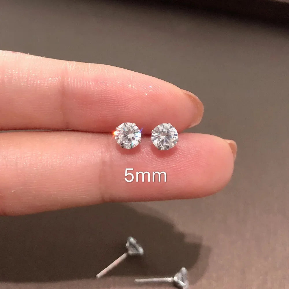 Crystal CZ Stud Earrings – 925 Sterling Silver