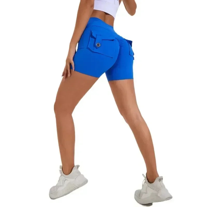 Seamless High-Waist Fitness Shorts with Pockets