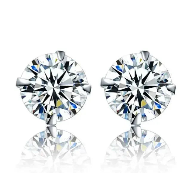 Crystal CZ Stud Earrings – 925 Sterling Silver
