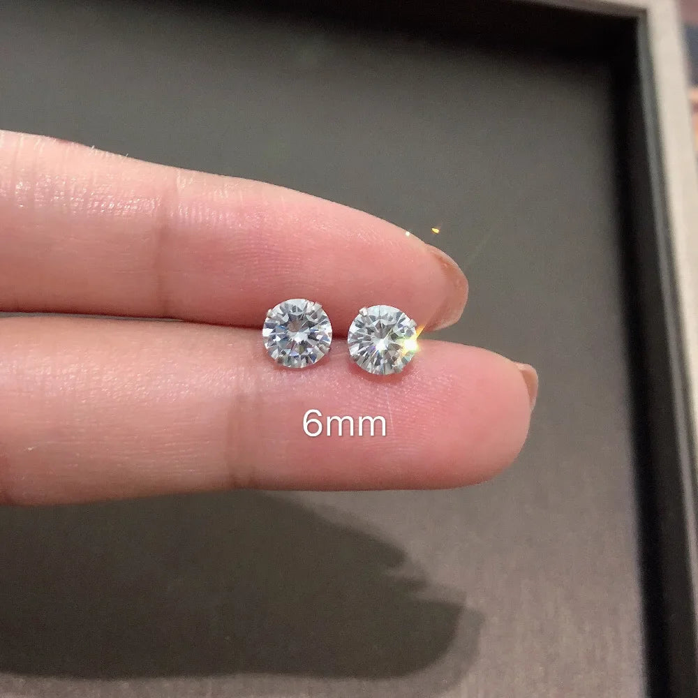 Crystal CZ Stud Earrings – 925 Sterling Silver