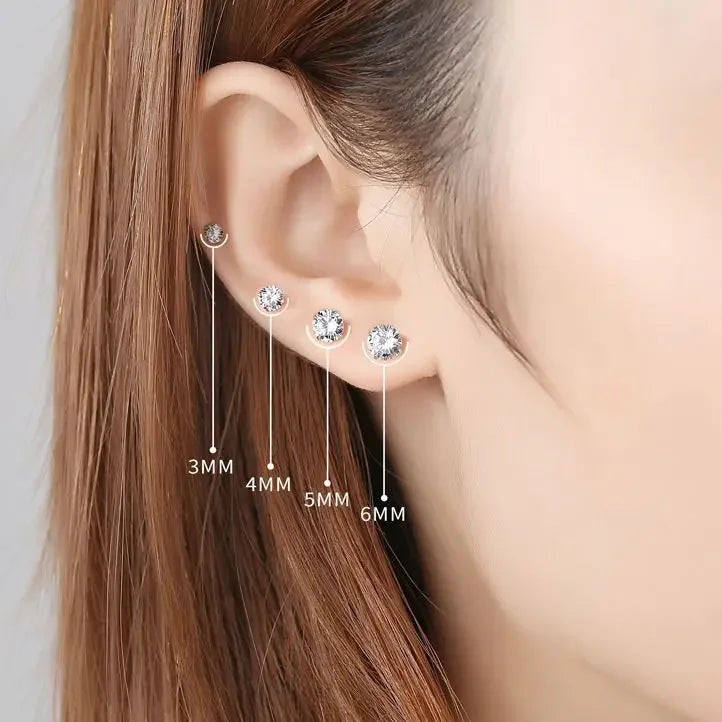 Crystal CZ Stud Earrings – 925 Sterling Silver